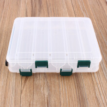 Estuche de almacenamiento para equipo de pesca de doble cara, 12 compartimentos, construcción de plástico resistente, ajuste universal, sello