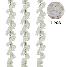 Guirlande romantique en soie : Fleurs de cerisier artificielles pour la décoration de mariage et de fête, faciles à suspendre grâce à sa tige