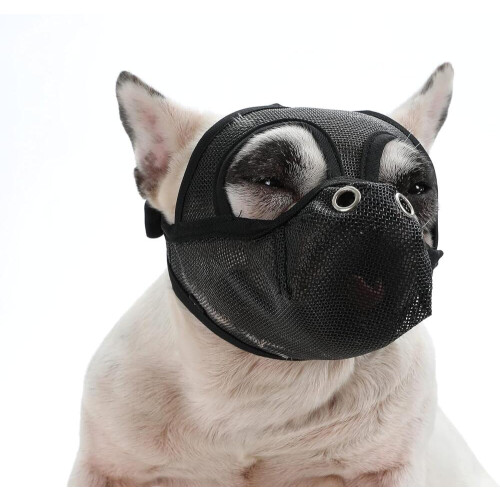 Short Snout Dog Muzzles,bulldog Muzzle Adjustable Breathable Mesh Dog Muzzle For Briting Chewing