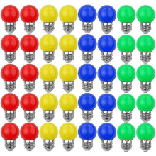 40 farbige LED-Lampen E27, dekorative Designleuchte, 240 Lumen, AC 220–240 V, gemischte Farben: Rot, Gelb, Blau, Grün [EQ]