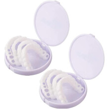 2Pairs Adjustable Snap-on Dentures, Veneers Denture Braces Plus Denture Cases, Temporary Fillings Braces Interdental Fillings Straightening Dentu