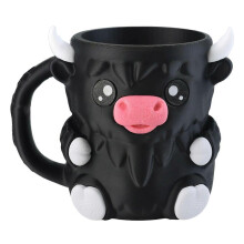 (Black)Highland Cow Ice Cream Pint Holder, Cute Animal Ice Cream Pint Cooler Containers with Spoon &amp; Handle, Highland Cow Gifts