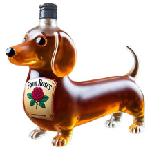 (Dog-Flower sticker)Funny French Bulldog Whiskey Bottle Decanter - Unique Liquor Dispenser compatible with Home Bar & Wine Lovers