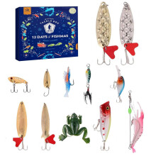 (Style 1)Advent Calendar New Year Versatile Fishing Lure Collection Set 12 Day Gift Countdown Calendar with Fishing Tackle Advent Calendar Blind
