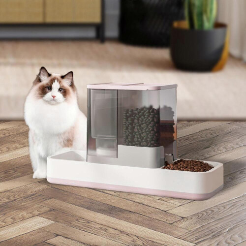 (Rosa) Set automatico 2 in 1 con mangiatoia e distributore d'acqua per cuccioli, ricci e conigli 1