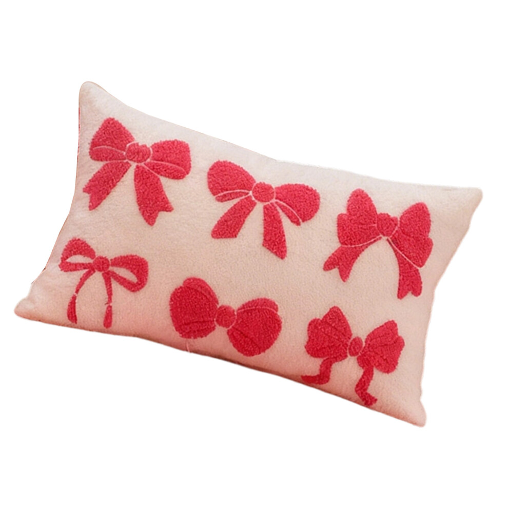 Elegant Tufted Embroidery Bows Pattern Throw-30X50cm Pink