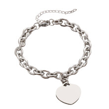(Steel-colored heart) Mechanical bear heart bracelet, elastic rope beaded bracelet, couple stainless steel accessories