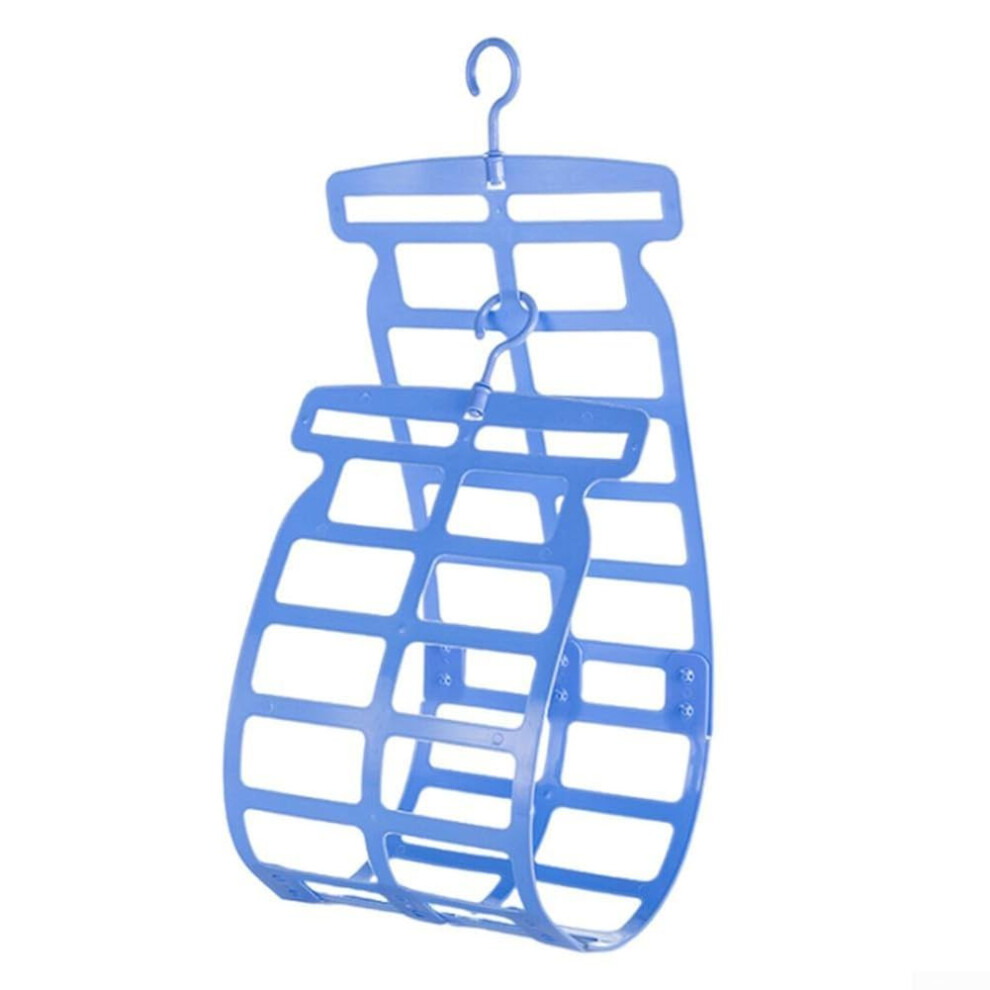 Foldable Pillow And Plush Toy Drying Rack, Spacesaving Balcony Hanger, Durable Plastic Blue