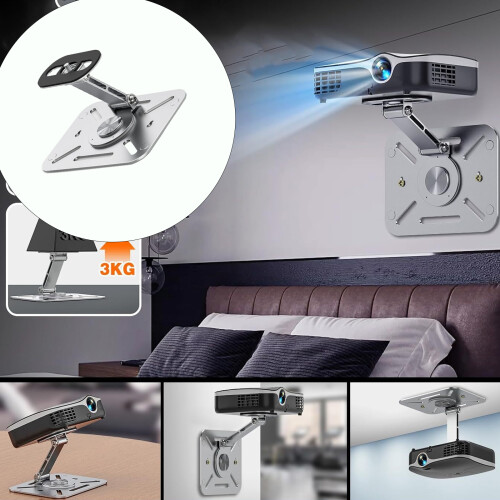 Metal Projector Ceiling Wall Desk Mount Stand 1/4Inch-Silver 1