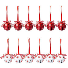 Décorations traditionnelles pour sapin de Noël, grelots rouges et blancs, résistants et durables, en métal.