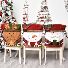Adorables protège-chaises en toile de jute de qualité, motif bonhomme de neige, élan et Père Noël, pour décorer votre table à Noël. Lot de