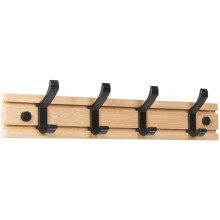 Kraftig klädhängare med mångsidig dubbelkrokdesign, väggklädhängare i bambu för enkel montering och platsbesparande förvaring