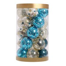Shatterproof Christmas Ball Ornaments, Painted Collection, Clear Plastic Decorative Baubles, Hand-Painted Transparent And Sequin Design, Easy to Insta