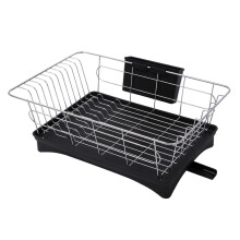Rustproof Stainless Steel Two Tier Dish Drying Rack with Utensil Holder and Drainboard for Kitchen Counter