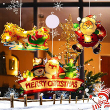 Décorations de Noël réutilisables, éléments lumineux à piles avec ventouses, silhouettes lumineuses pour une ambiance chaleureuse à votre
