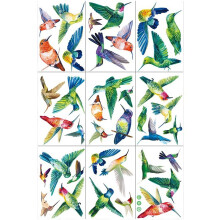 9 coli / 38 buc autocolante pentru fereastră cu păsări colibri, autocolante anticoliziune reutilizabile de înaltă calitate, imprimate UV, pentru