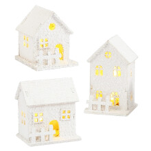 Maison décorative en bois de style scandinave, lanterne de Noël LED pour décoration intérieure hivernale, mini maison lumineuse à lumière