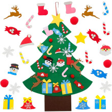 Sapin de Noël festif en feutrine, décorations à faire soi-même pour enfants, feutrine épaisse et résistante, fermeture velcro double face,