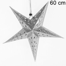 Décoration élégante pour le sommet de votre sapin de Noël en forme d'étoile : une découpe en feuille d'argent rehausse l'ambiance festive.