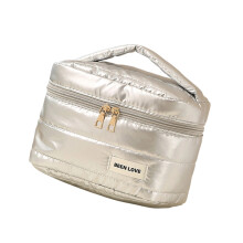 Trousse de maquillage de grande capacité,-Sac carré argenté L