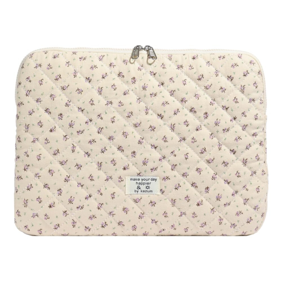 Quilted Floral Laptop Sleeve 15 Inch Protective Carrying Case For Women Travel 2 Purple 9119770392725