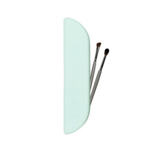 Estojo para pincéis de maquiagem em silicone macio, ideal para viagens, com fecho de pressão seguro. Bolsa elegante para ferramentas de maquiagem