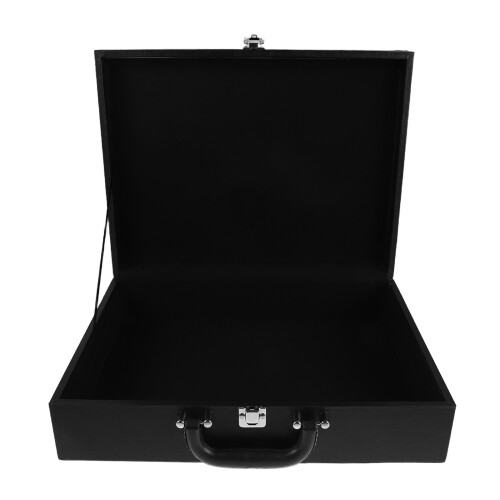 Black PU Mahjong Storage Container Travel-Friendly Game Case