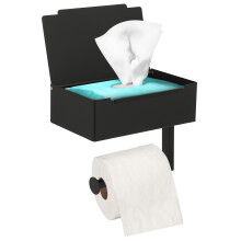 Toiletpapierhouder met plankje, waterdicht en roestvrij roestvrijstalen badkameraccessoire met opbergplankje en deksel, omkeerbare montage voor natte