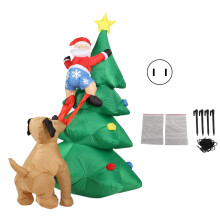 Decorațiune festivă pentru curte în aer liber, brad de Crăciun gonflabil cu suport stabil pentru sac de nisip, lumini LED care luminează