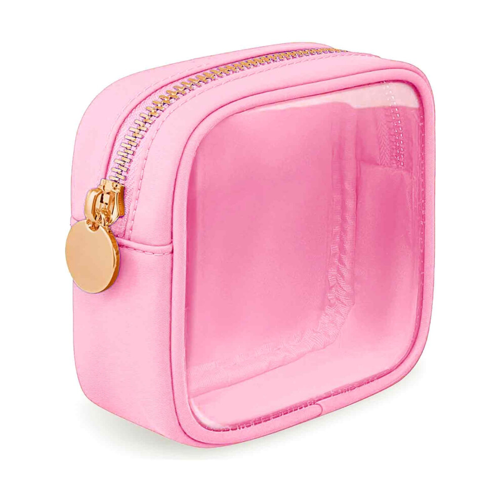 Clear Travel Toiletries Bag for Women,Pink,Clear Makeup Bag for Handbag, Mini Make Up Bag for Purse,Cosmetic Bag Makeup Case Storage Organiser for Wom