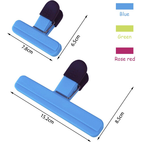 Clipes de vedação, pacote com 12 unidades, resistentes e com cores sortidas, com cabo de borracha antiderrapante (6*3,3 polegadas, 3*2,6 polegadas) 2