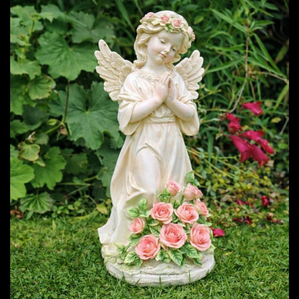 Solar Garden Ornament Cherub Angel Statue Outdoor Fairy Figurine With Led For Garden Patio Home Decor Light