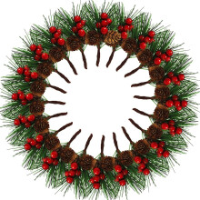 Kunstmatige dennentakjes voor knutselprojecten, kerstversiering met rode bessen en dennenappels, bloemstukken, kransen, bruiloftsdecoratie,