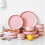 Ceramic Dinnerware Set Pink Plates and Bowls Elegant Modern Tableware for Kitchen and Dining 4