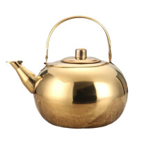Gold Stainless Steel Teapot with Infuser, Large Capacity, Drip Pour, Dishwasher Safe