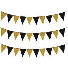Décorations de fête réutilisables, fanions triangulaires en papier pailleté pour les fêtes d'anniversaire, guirlande qui embellit tout lieu (30