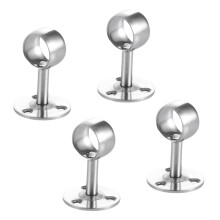 Stainless Steel Closet Rod Pole Sockets Set of 4 for Bathroom Curtain or Wardrobe Rails
