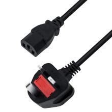 UK 3 Pin IEC C13 Power Cable 1.2M HeavyDuty for PC TV Monitor with Voltage Protection