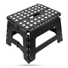 Folding Step Stool 22cm Height Black, SpaceSaving Modern Design for Adults and Kids, 265 lbs Capacity