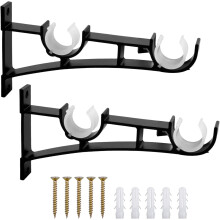 Staffa per tenda, set di 2 supporti doppi per asta per tende con diametro da 25 a 32 mm, ganci di supporto per tende in stile moderno e di facile