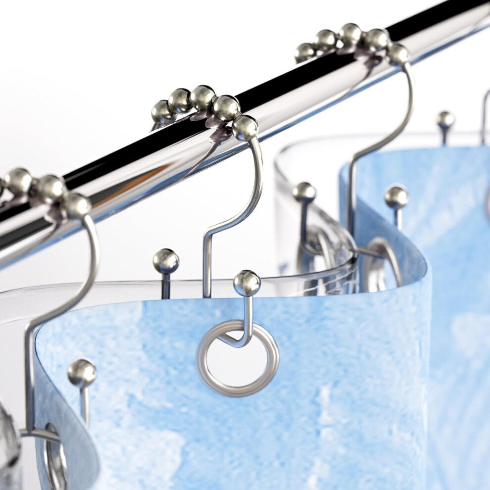 Double Glide Shower Curtain Hooks, Smooth Gliding Function With Spherical Roller Balls For Shower Rods, Premium Metal Rust Resistant Bathroom Curtain 9454554862859