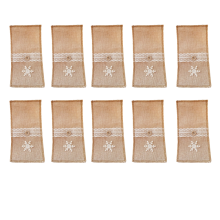 Vintage-stil sølvtøjsholdere af jute, bryllupsreceptionsdekoration med miljøvenligt materiale, 10 elegante servietholdere til rustik elegance og