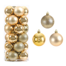 Boules de Noël en plastique durable et écologique, 6 cm, vert menthe, rose et or, ensemble de décorations uniques pour les fêtes de fin d'année,