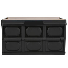 Zusammenfaltbare Aufbewahrungsbox, schnell zusammenfaltbar und mit abnehmbarem Holzdeckel, perfekt für den Innen- und Außenbereich (30 l)
