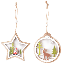 Ornamente din lemn lucrate manual pentru decor interior, decorațiuni pentru bradul de Crăciun cu o atmosferă rustică de fermă, care vă vor