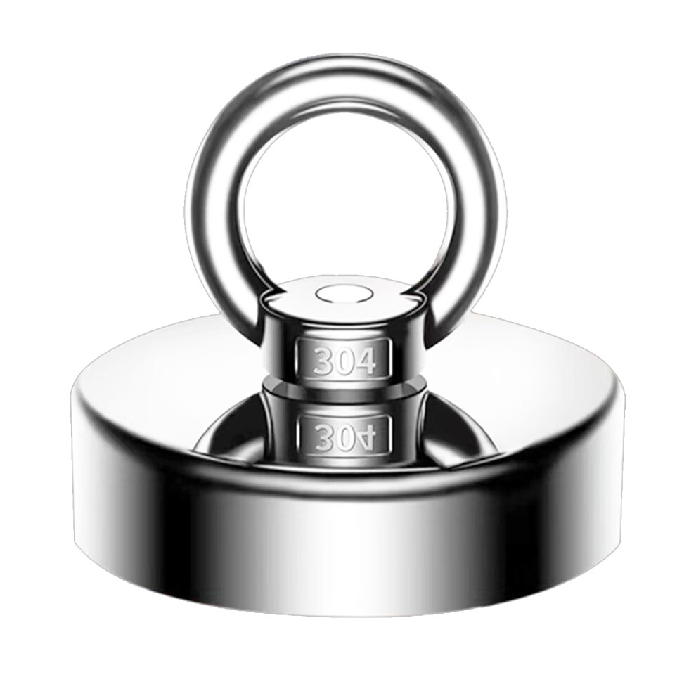 Fishing Magnet with High Power Magnet, Neodymium Rare Earth Magnet with Eyebolt for Magnetic Fishing and Retrieval, Heavy Duty Round Suction Tool for