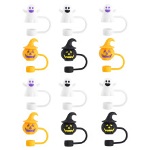 Halloween szívószál borító, 12 db újrafelhasználható szívószálvég, élelmiszeripari minőségű anyag Stanley pohár szívószálakhoz,