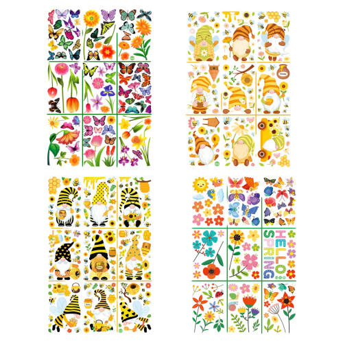 Seasonal Window Clings Flower Pattern Easy Application Safe-B 1