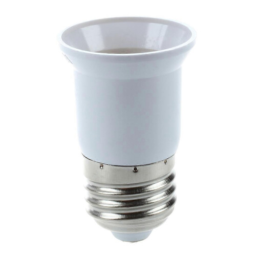 Adaptateur prolongateur de douille E27 à E27, couleur argentée, blanc