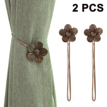 Embrasses de rideaux élégantes à motif floral bohème, confectionnées à la main avec une corde en lin, et dotées d'une pince magnétique
